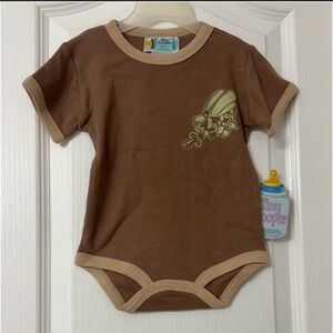 Tiny Trooper Brown Seabee Infant Baby Bodysuit One Piece 6/9 months 100% cotton